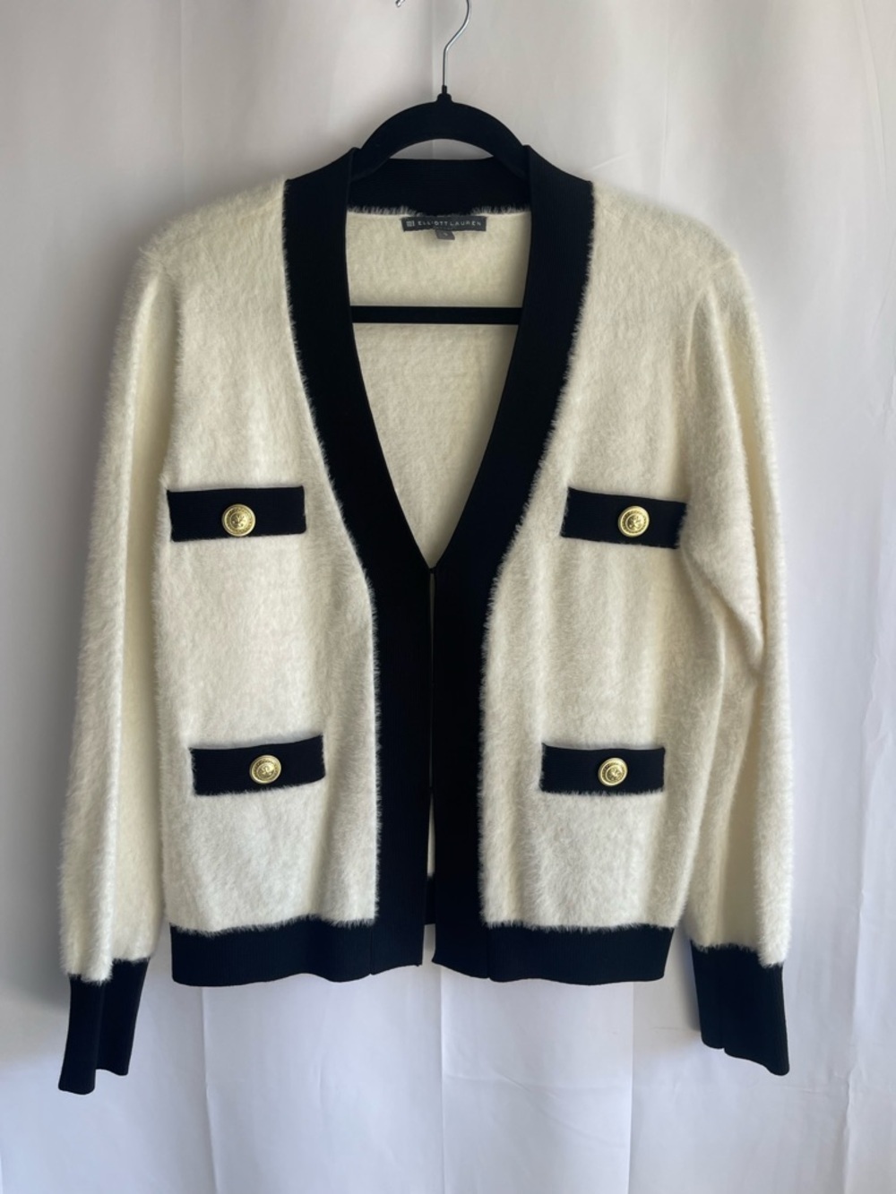 Elliott Lauren Cream Cardigan with Black Trim